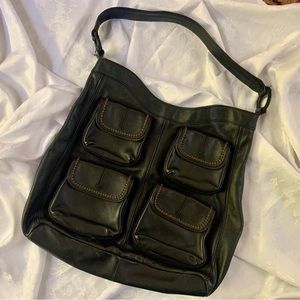 Banana Republic leather bag in black.